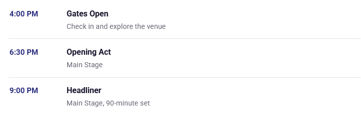 Schedule (Rows) - Purplepass