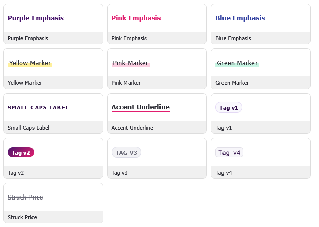 Text Styles - Purplepass